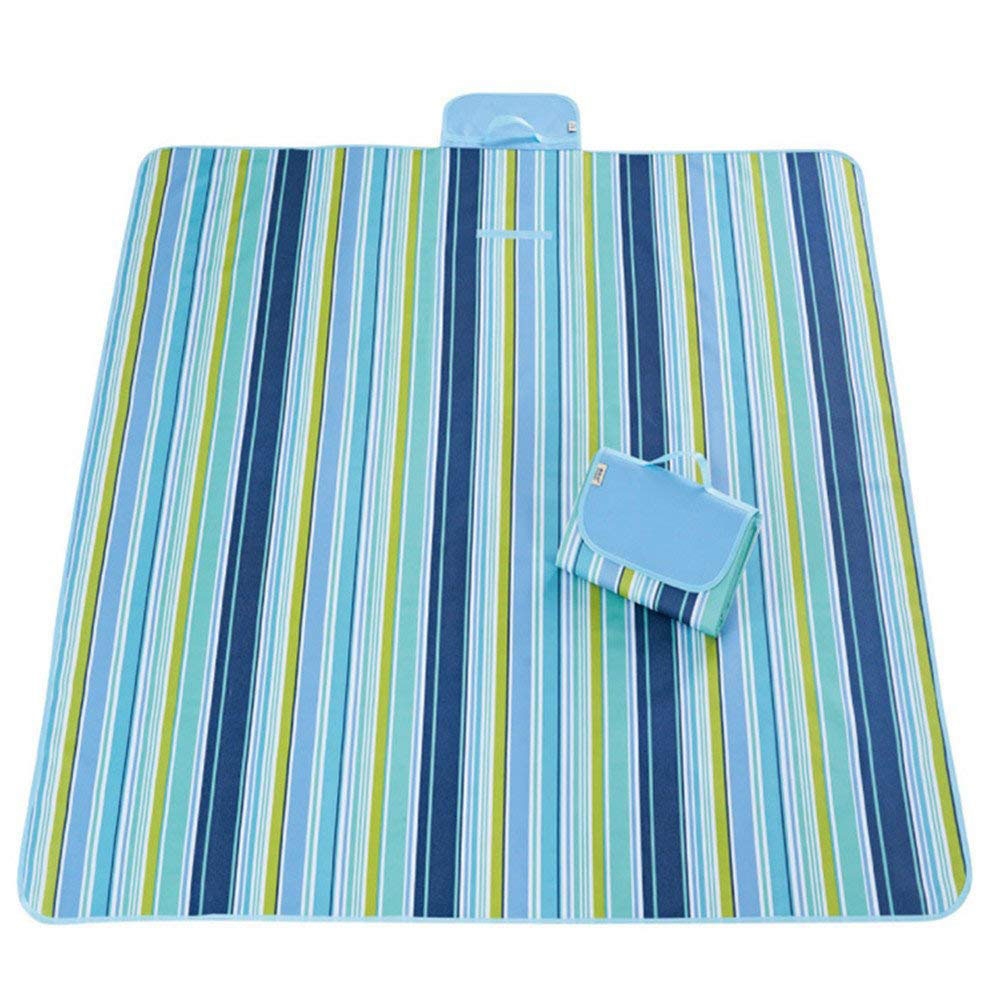 (200x220cm) Wasserfeste Outdoor Picknick Decke mit Tragegriff - Blau / Grün