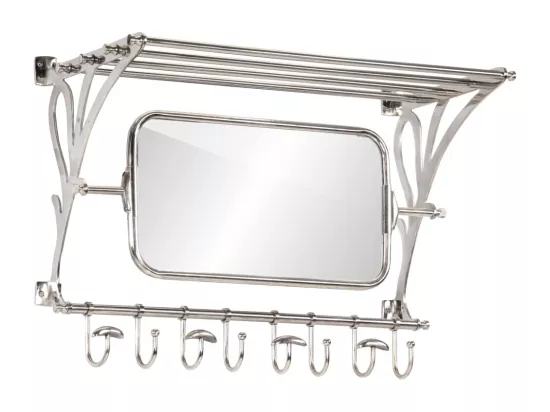 Porte-bagages avec cintres et miroir mural aluminium