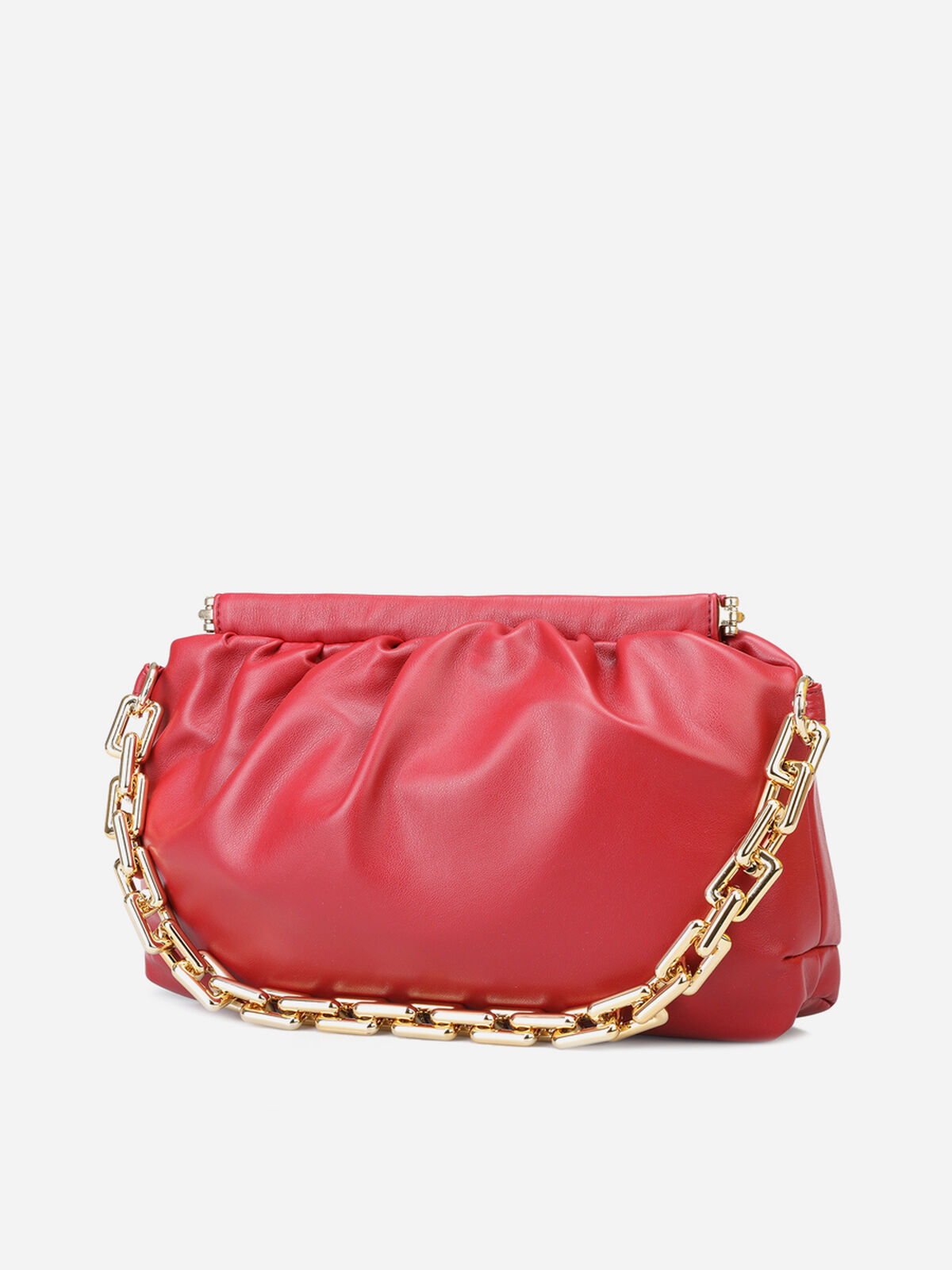Sac froncé rouge avec chaîne à maillons oversize Rouge- Rouge