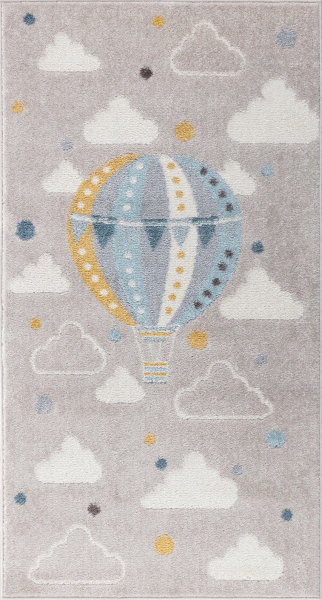 Kinderkleed, luchtballon, wolken, veelkleurig/grijs, 80x150 cm, MONTY