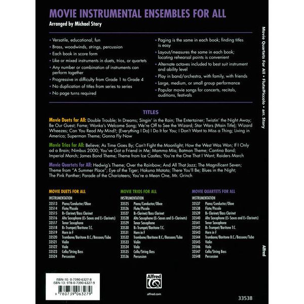 Alfred Music Publishing Movie Quartets for All Flute
