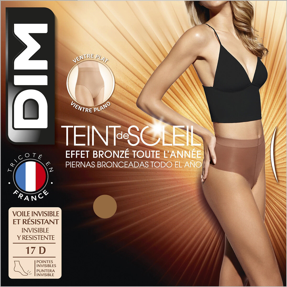 Meia-calça DIM com efeito barriga lisa, cor de sol, tamanho 17D