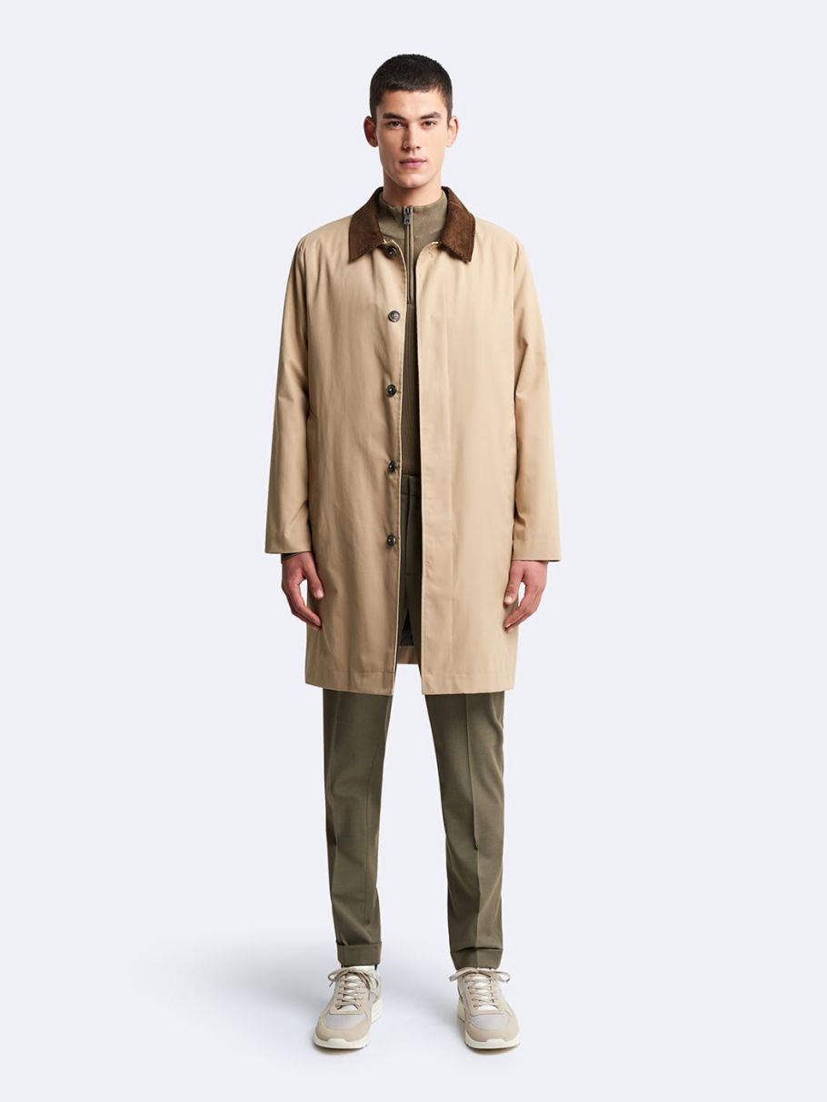 Imperméable col en velours côtelé