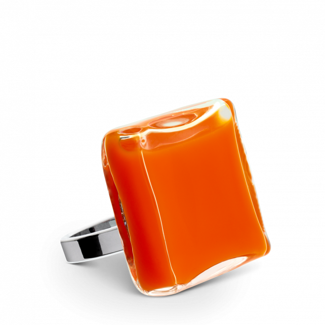 Bague en verre soufflé - Carré Medium Milk