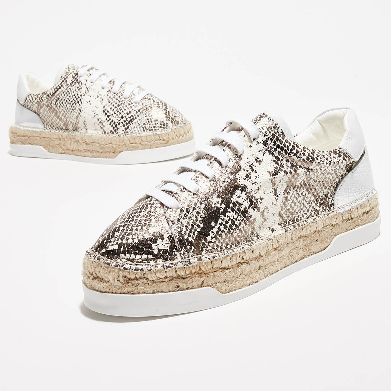 Canal Saint Martin Baskets espadrilles en Cuir Lancry python blanc/doré