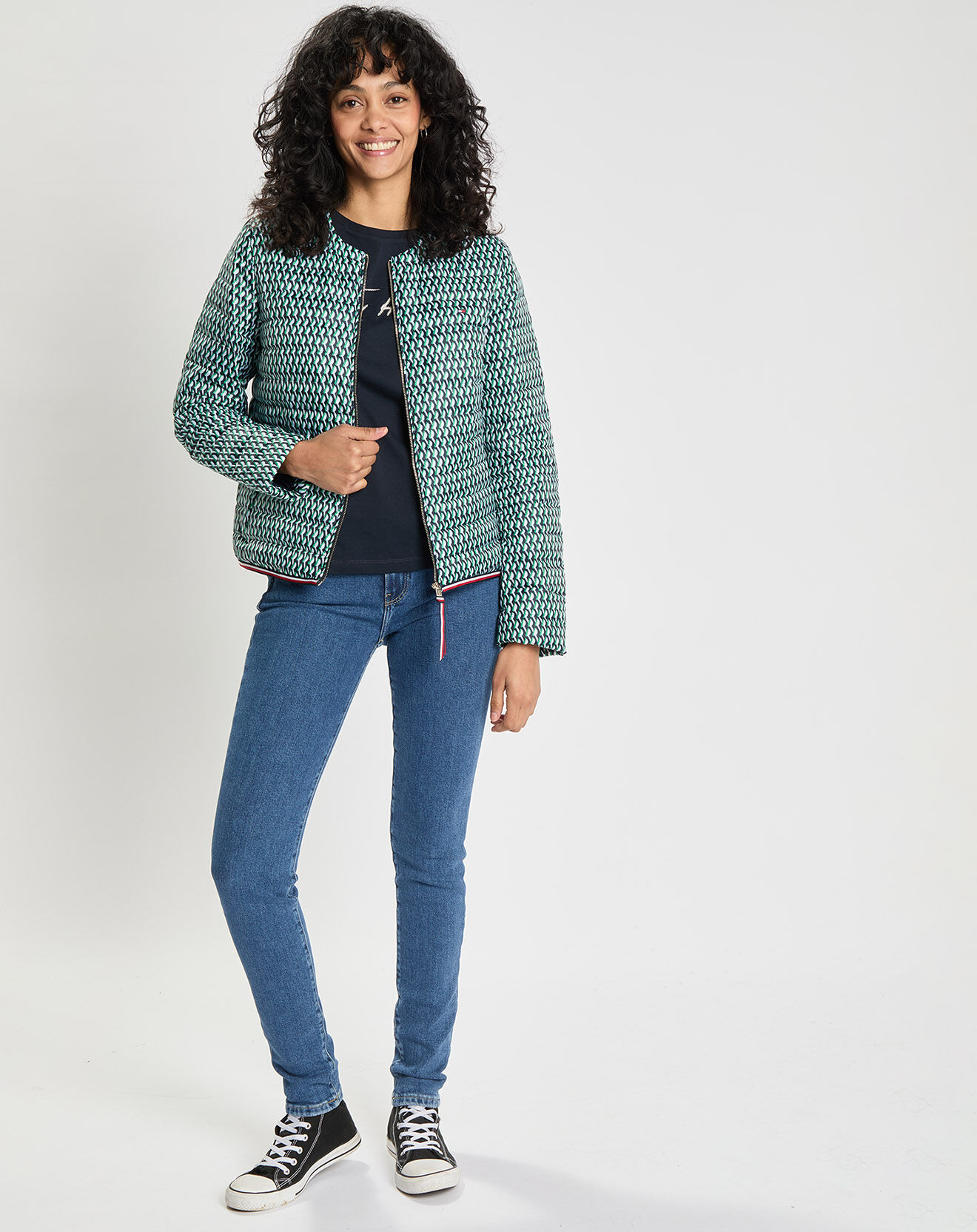 Tommy Hilfiger Doudoune fine imprimée vert/blanc/bleu marine