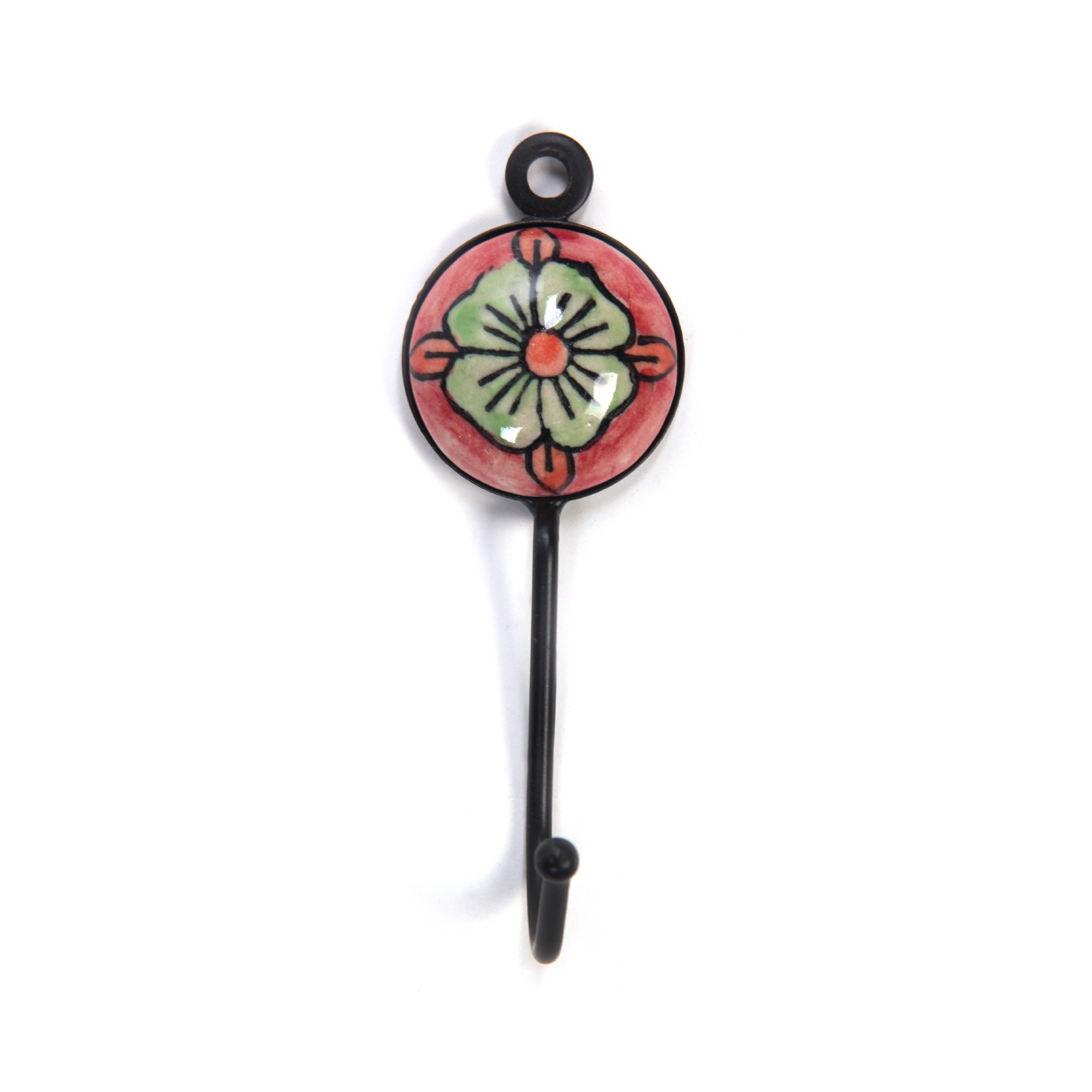 Wandhaken 1fach, handglasiert, L 4,5 cm, B 4,5 cm, H 15 cm von fischer's lagerhaus