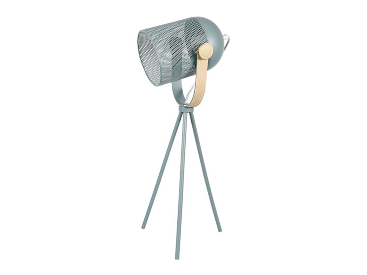Lampe spot trépied en métal vert amande