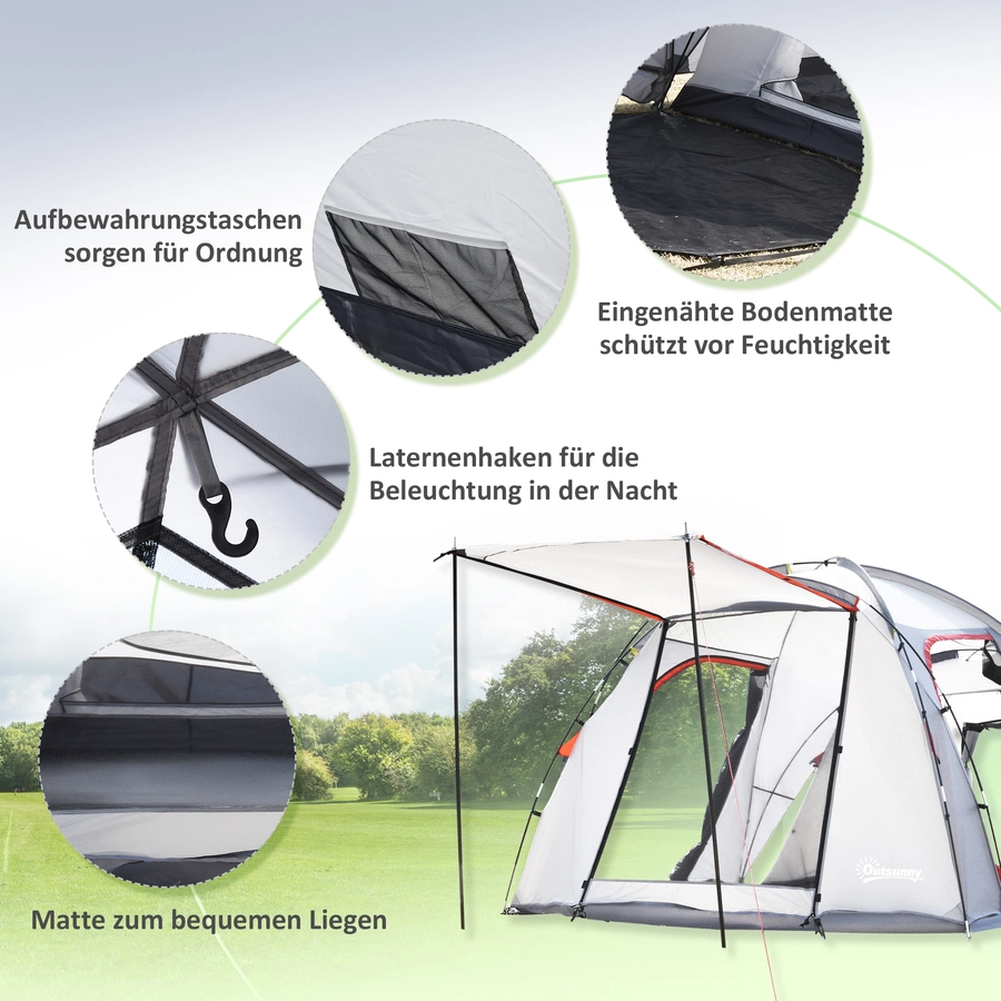 Outsunny Campingzelt mit atmungsaktivem Netz und mobiler Matte grau