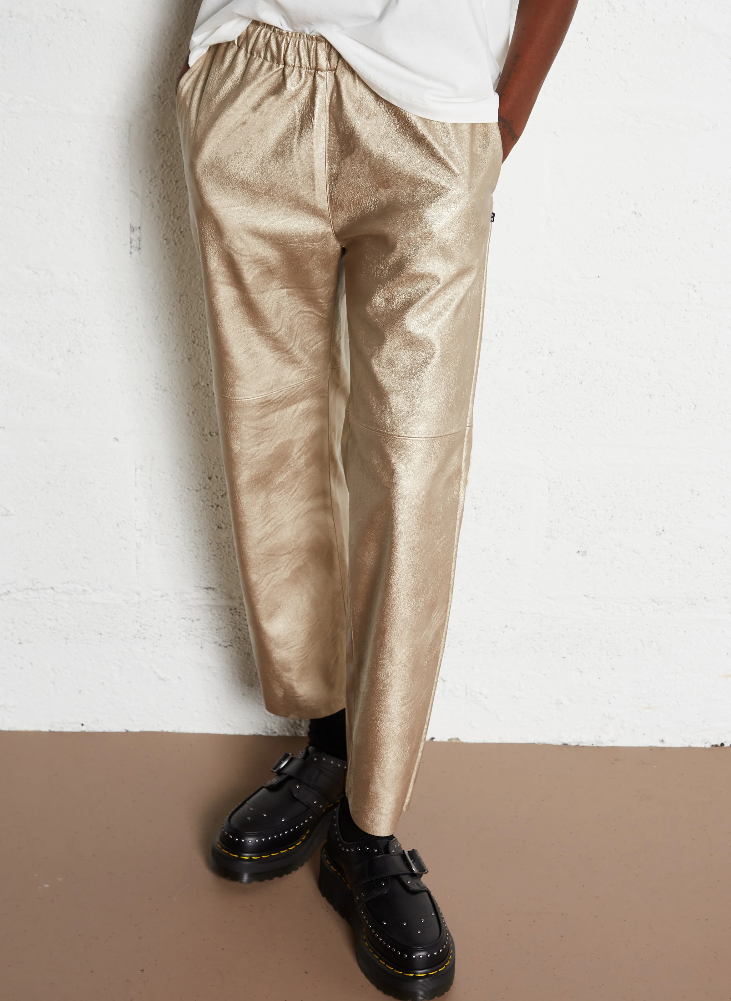 ANDREE - Pantalon droit métallisé | Marron