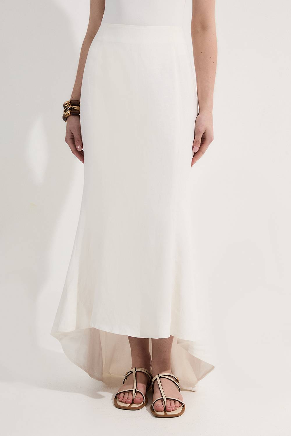 KarenMillen Jupe maxi fiftail en lin d'été Premium