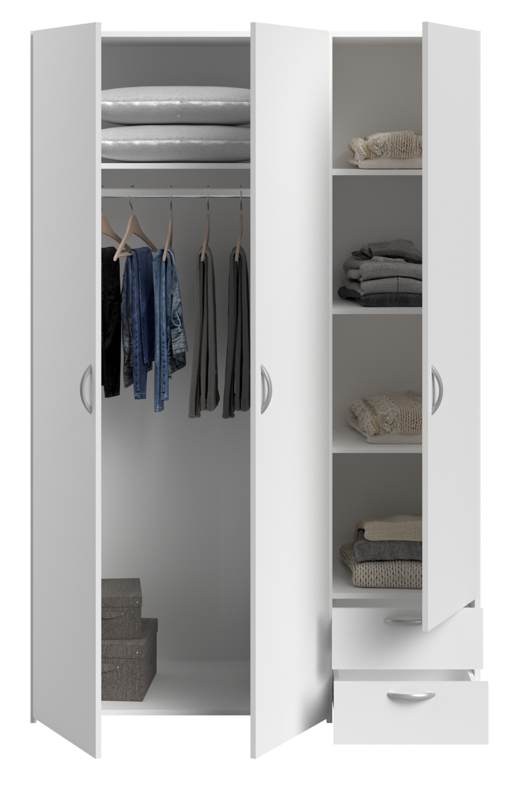 Kleiderschrank DAILY 2 - weiß - 3 Türen - 120 cm breit