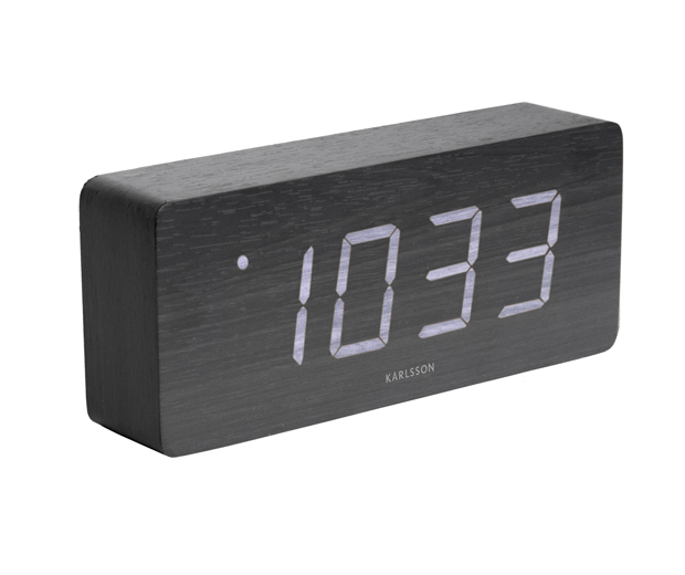 Alarm clock Tube black veneer, white LED
