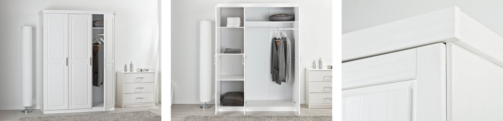 Kleiderschrank MAGNUS - weiß - Massivholz - 140 cm