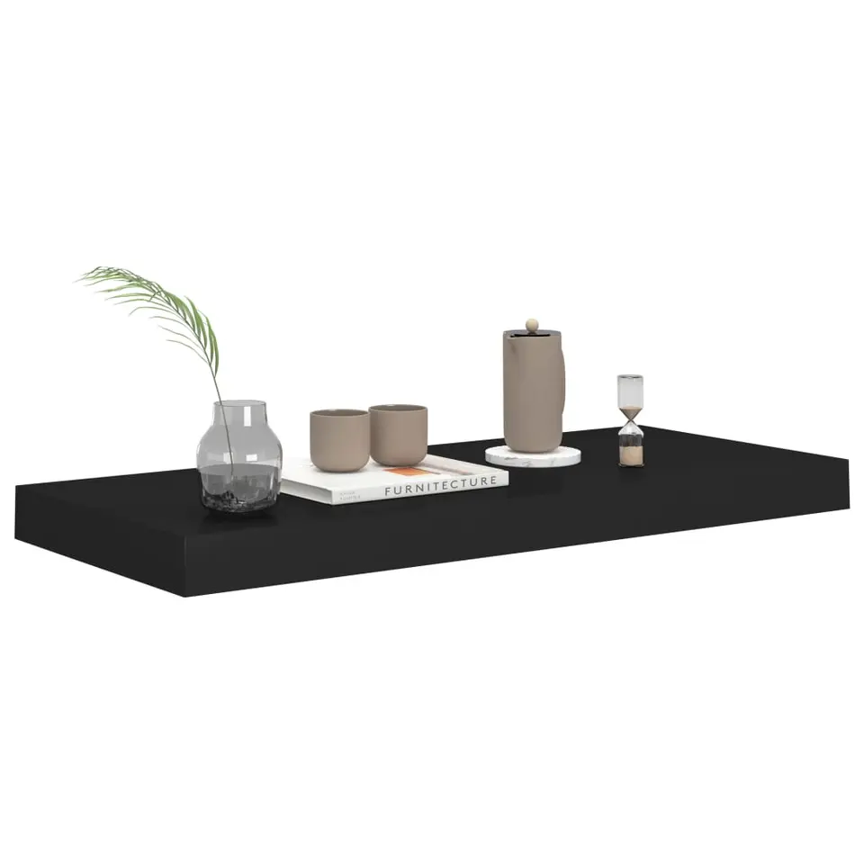 vidaXL - Wandschap - Zwart - MDF - 60 x 23.5 x 3.8 cm
