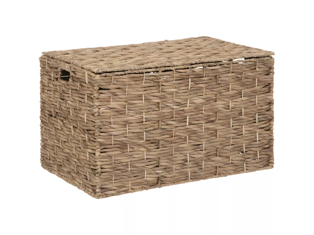 Set de 3 Malles de rangement en métal et jacinthe Naturel