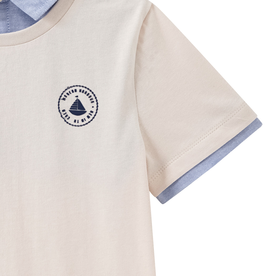 Topolino Jungen T-Shirt mit Polo-Einsatz creme / hellblau
