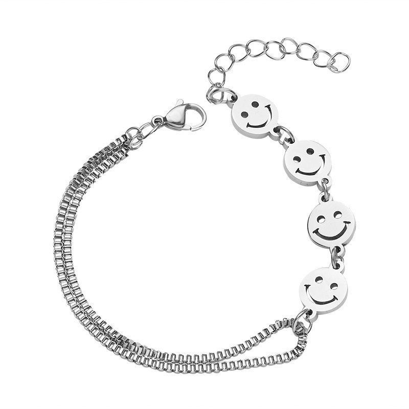 Malikasa - Smiley gelaagde roestvrijstalen armband