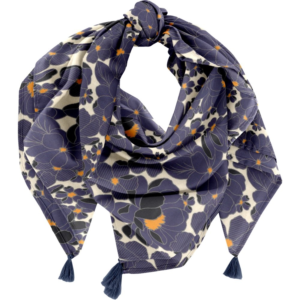 Foulard Pompon Pensées Marines