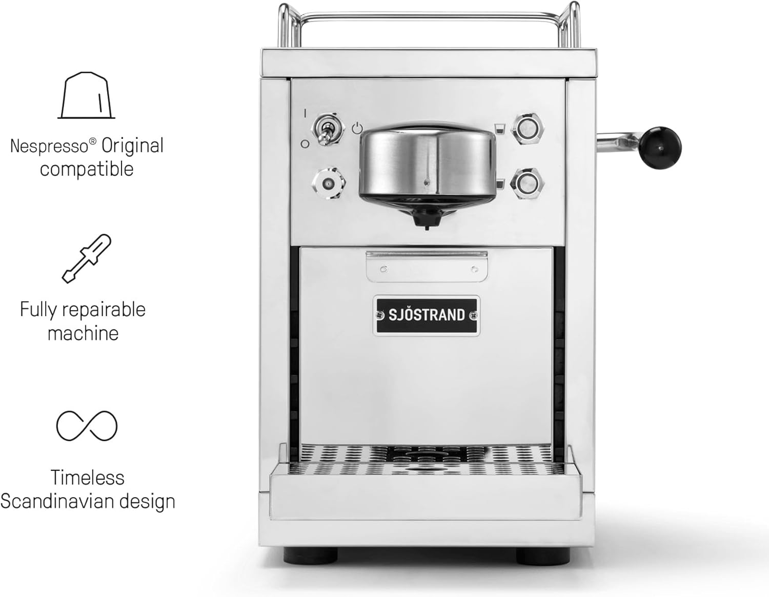 Sjöstrand The Original Espressomaschine - Nespresso-kompatibel, Edelstahlgehäuse, Skandinavisches Design