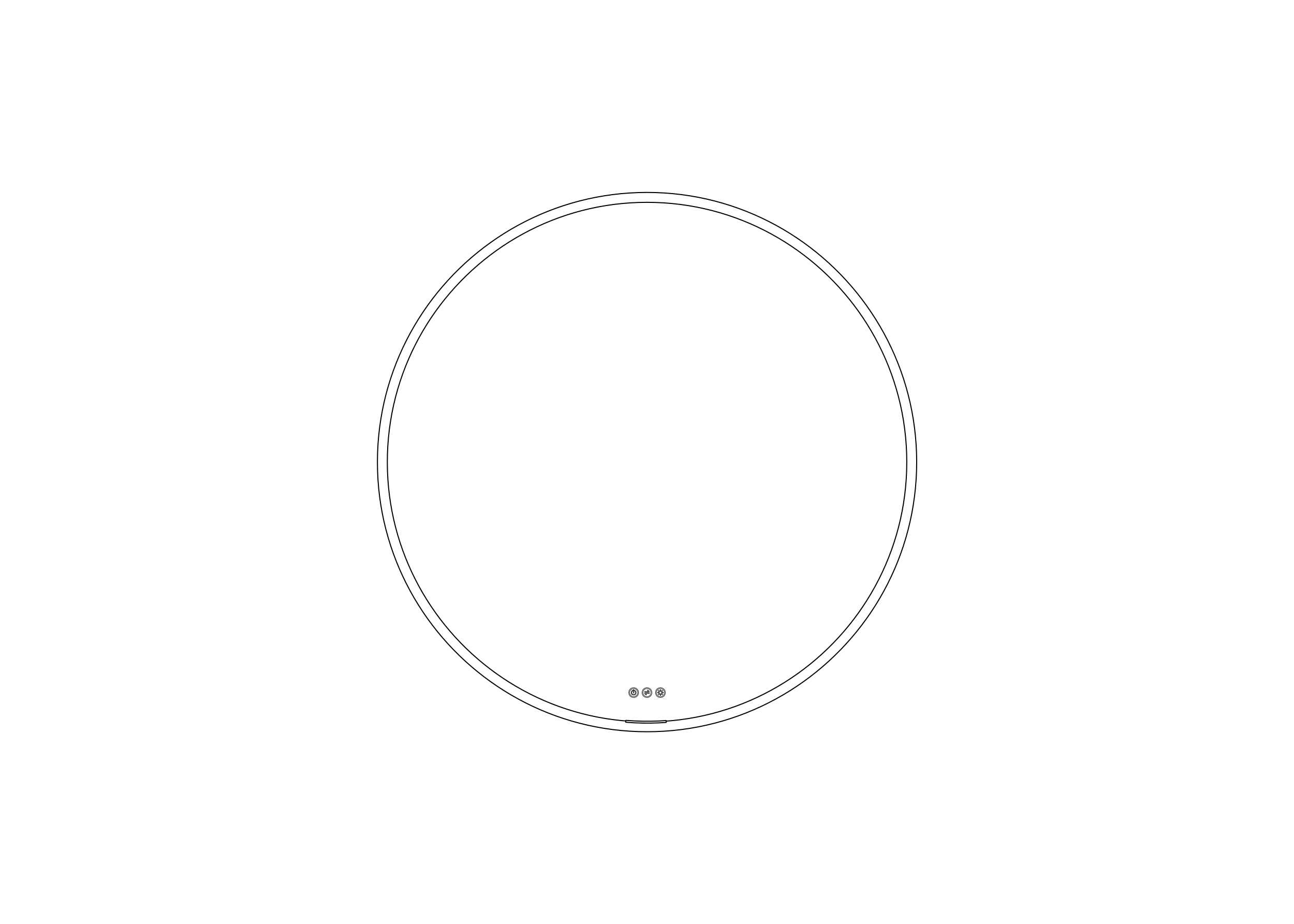 Thebalux M04 ronde spiegel 100cm met verlichting en verwarming mat zwart