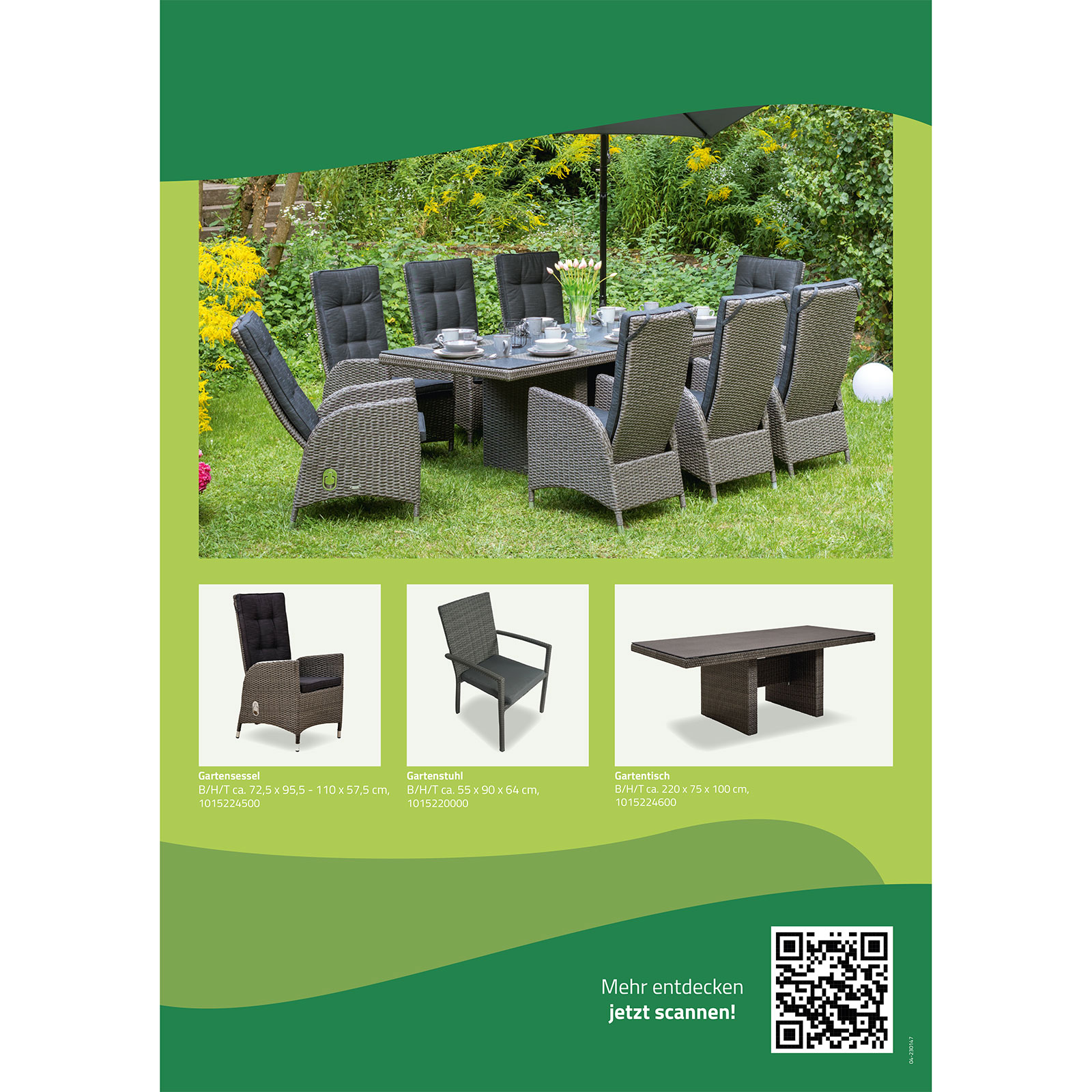 Gartentisch - grau-braun - 220x100 cm