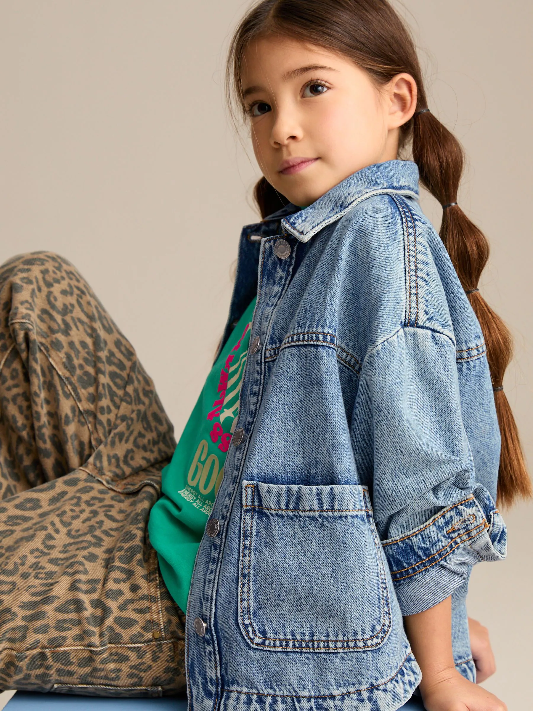 Normaal blauw - Denim shacket (3-16 jr)