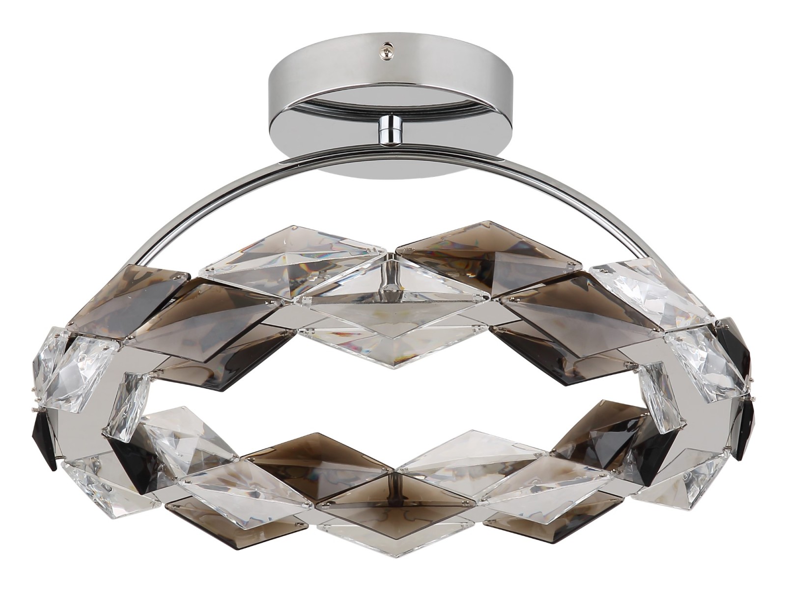 LED-Deckenleuchte - transparent-chromfarben - Acrylkristalle - Ø 37 cm