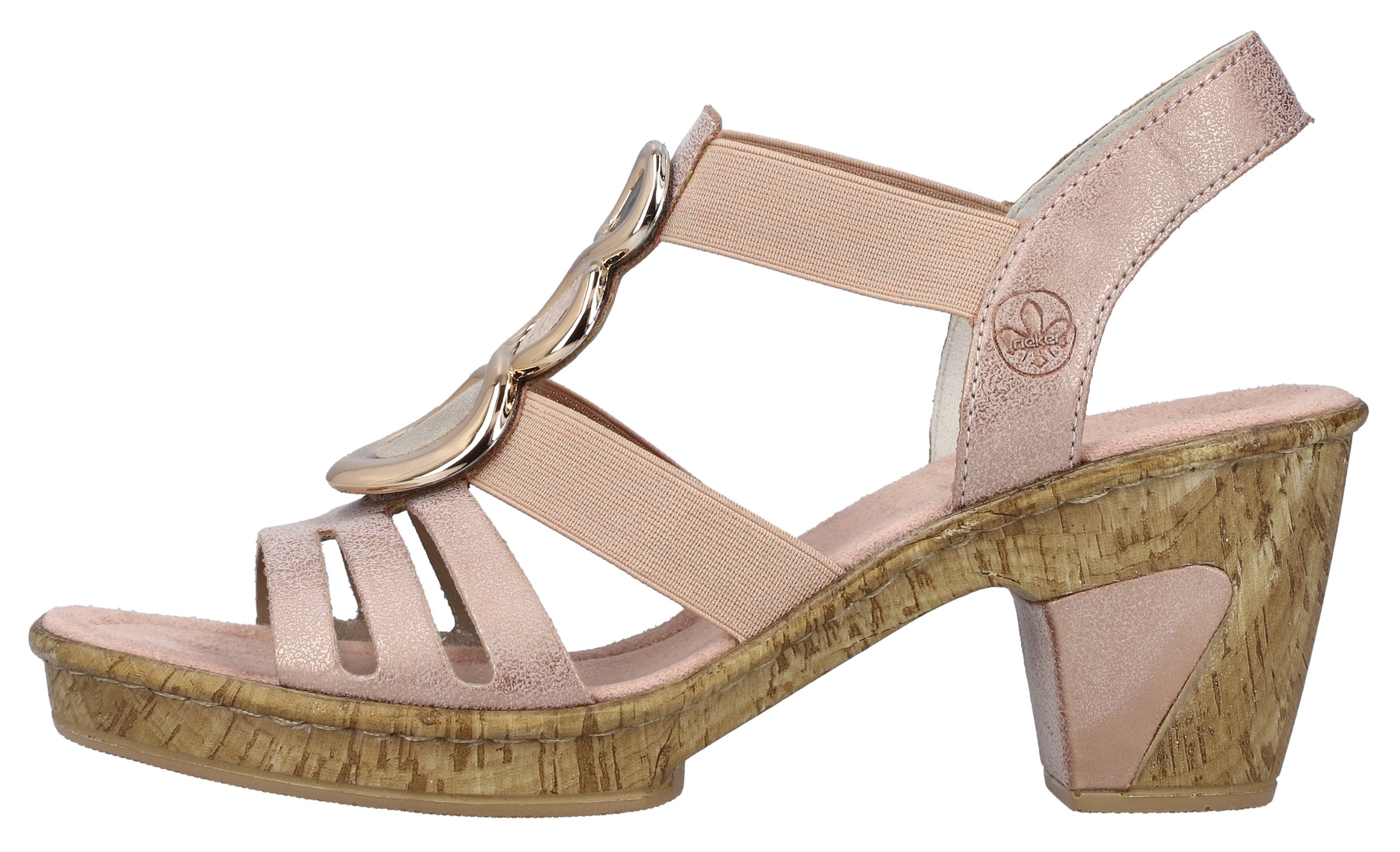 Rieker Sandalette  , Sommerschuh, Sandale, Plateauabsatz mit Schmuck-Applikation