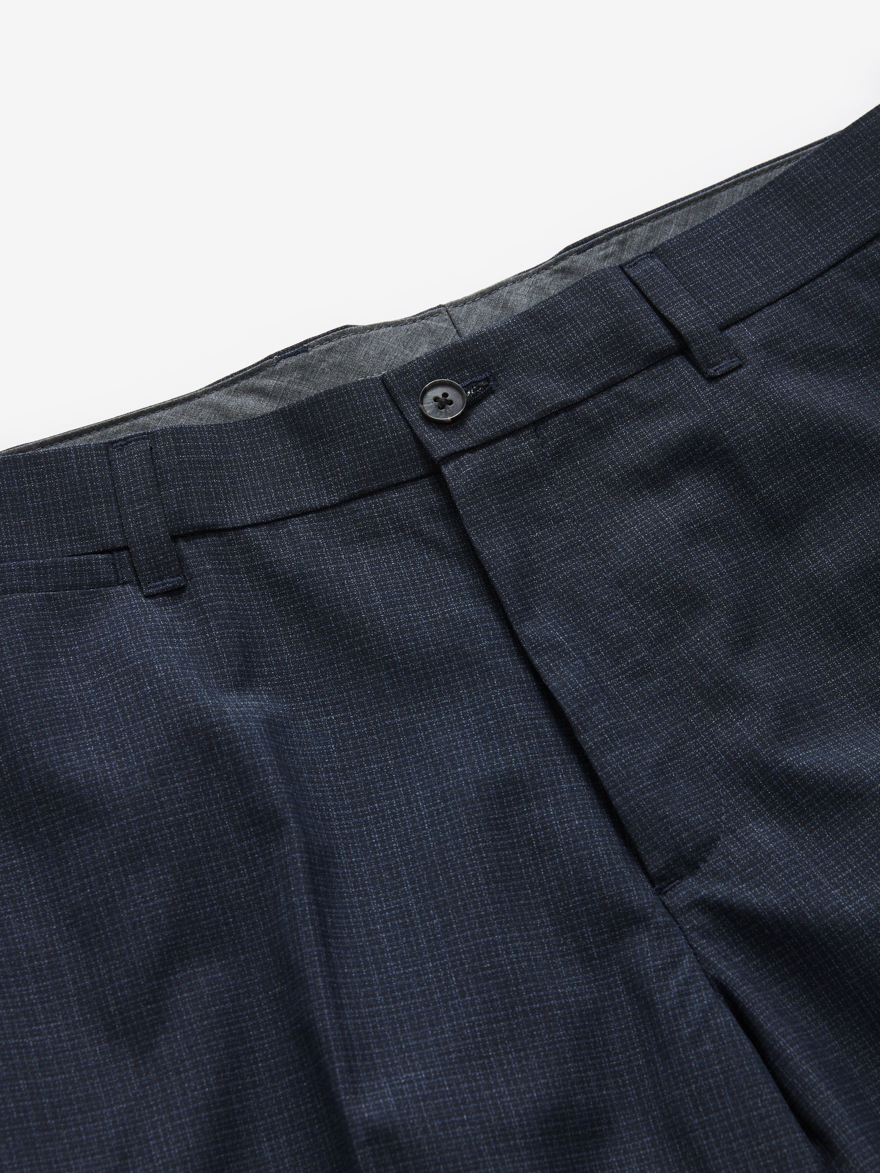 Donkerblauw - Normale Pasvorm - Modieuze broek met textuur