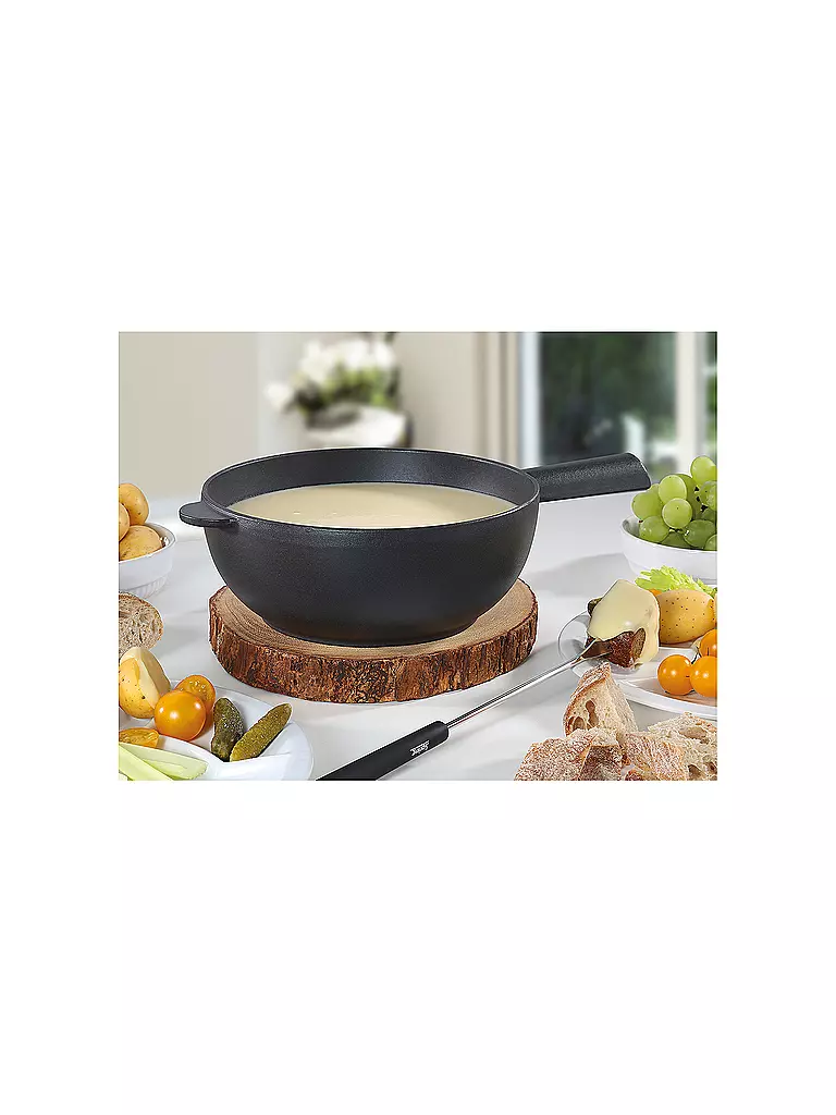SPRING Fondue Guss Caquelon 20cm Schwarz Matt schwarz