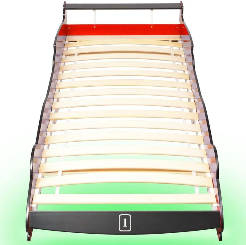 Raceauto Kinderbed - Blauw - Hout - LED-strip Met Afstandsbediening