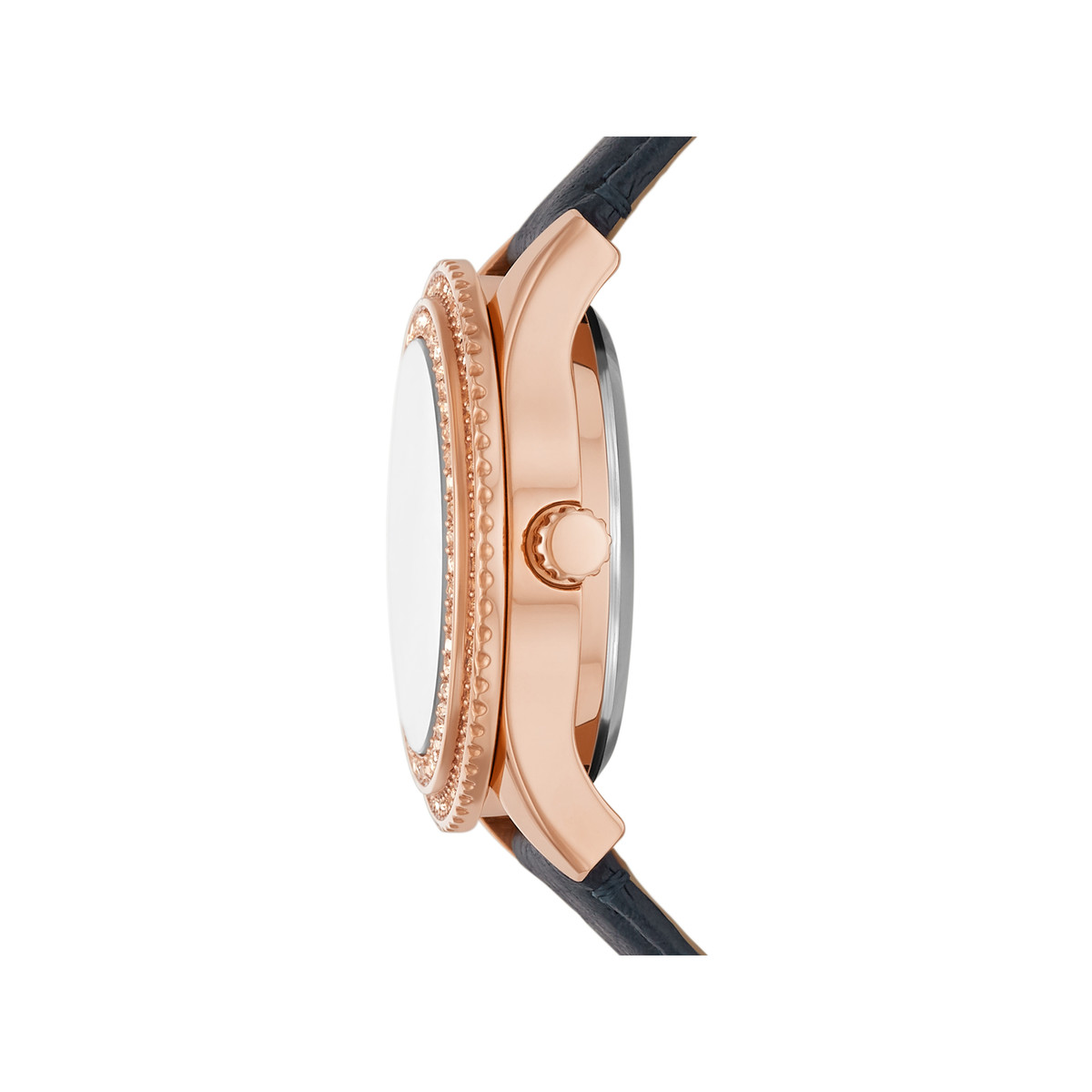 Montre FOSSIL femme automatique acier doré rose bracelet cuir bleu marine