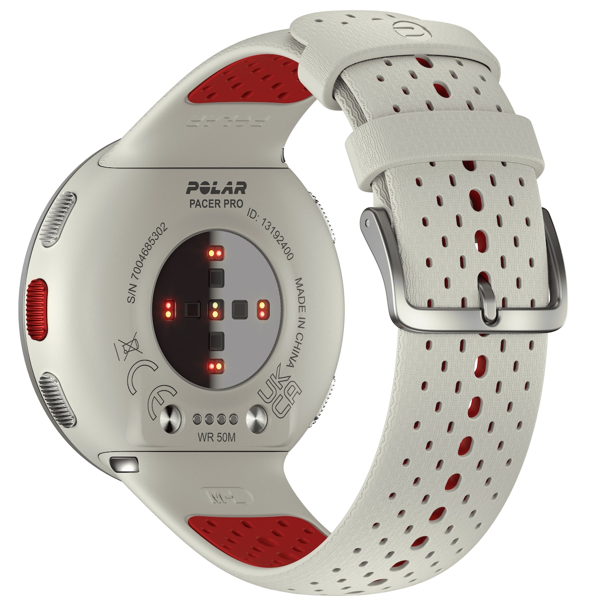 Polar Pacer Pro sportsklokke S/L (hvit/rød)