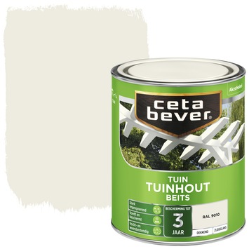 CetaBever Tuinhoutbeits zijdeglans dekkend RAL 9010 gebroken wit 750 ml
