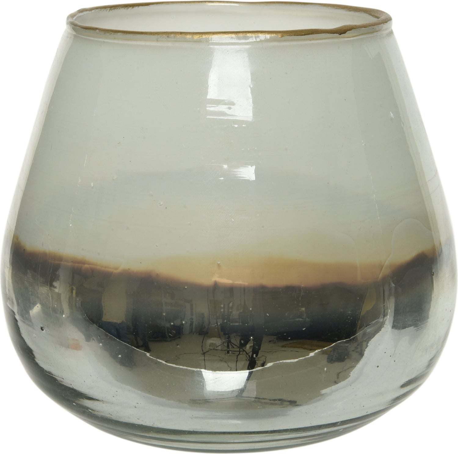 Decoris waxinelichthouder wit / zilver D 14 H 14 cm