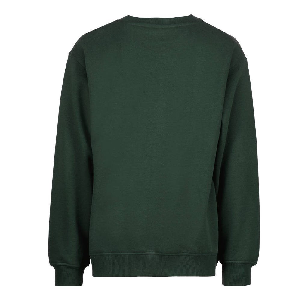 Vingino sweater Nolom met printopdruk donkergroen/geel