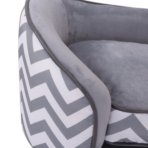 Sofá acolchoado de design exclusivo para animais de estimação na cor cinza.