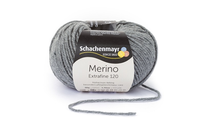 Handstrickgarn MERINO EXTRAFINE 120 - mittelgrau-meliert - 50g