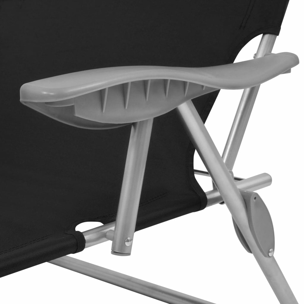 Transat chaise longue bain de soleil lit de jardin terrasse meuble d'extérieur 189 cm avec auvent acier noir