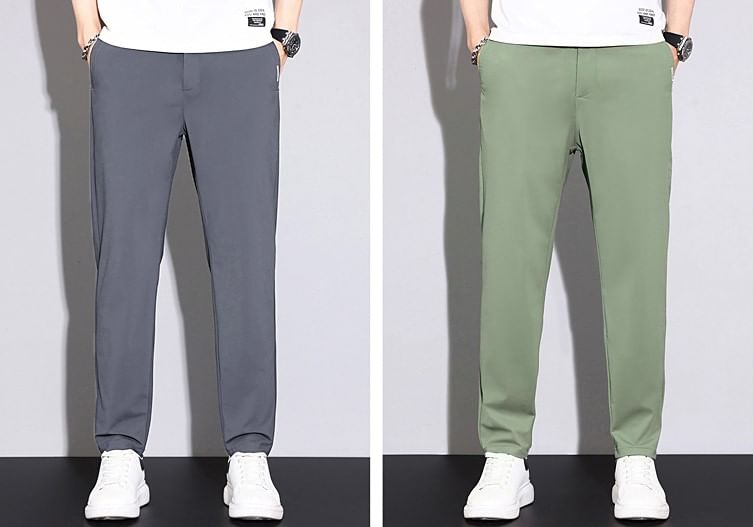 Nataro - Mid Rise Plain Tapered Pants
