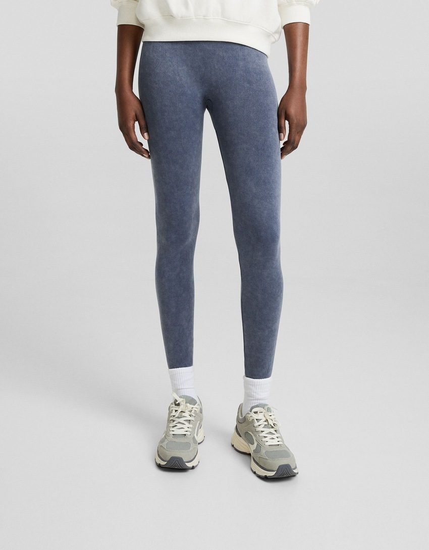 Leggings sem costura com efeito desbotado
