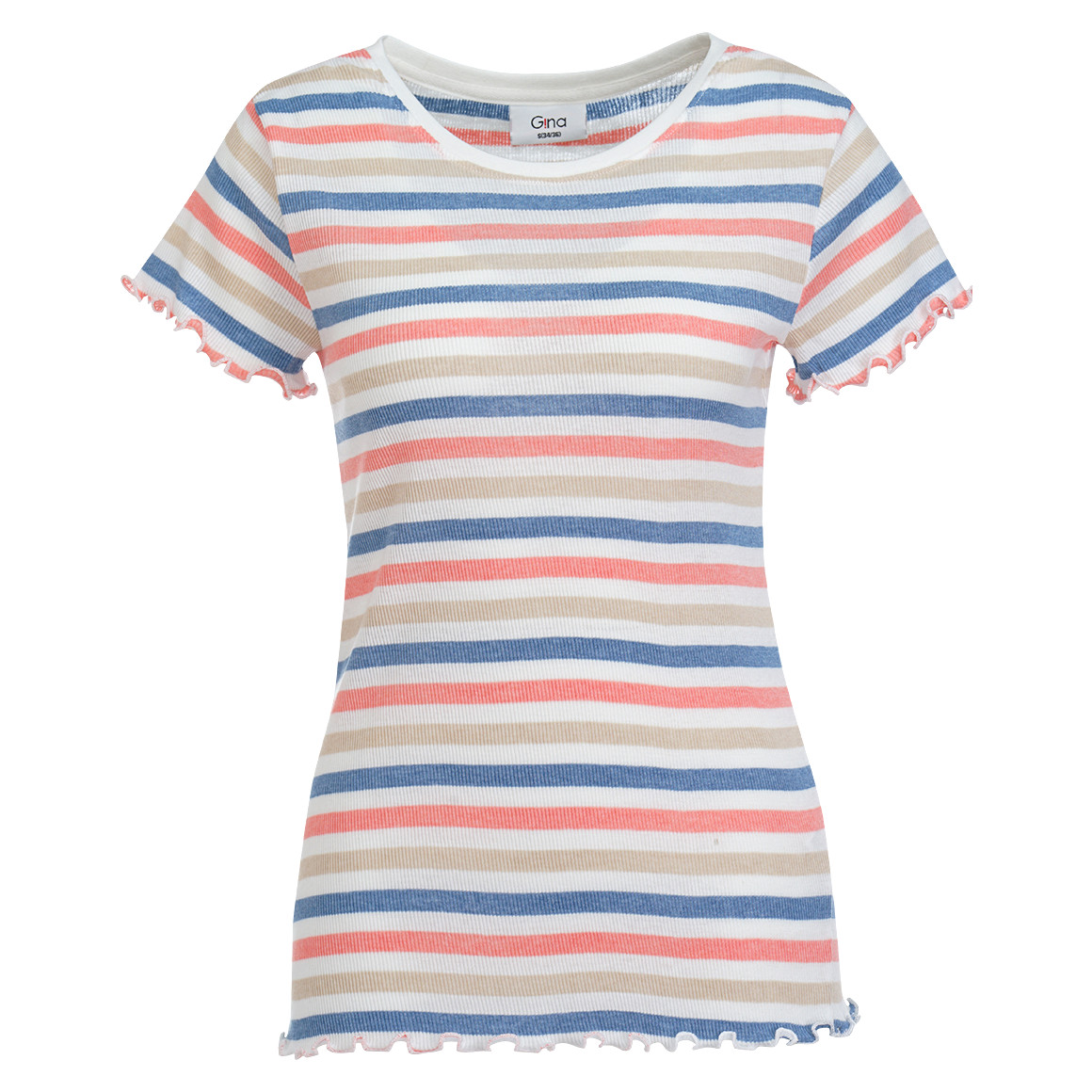 Gina Damen T-Shirt mit Streifen weiss / bunt