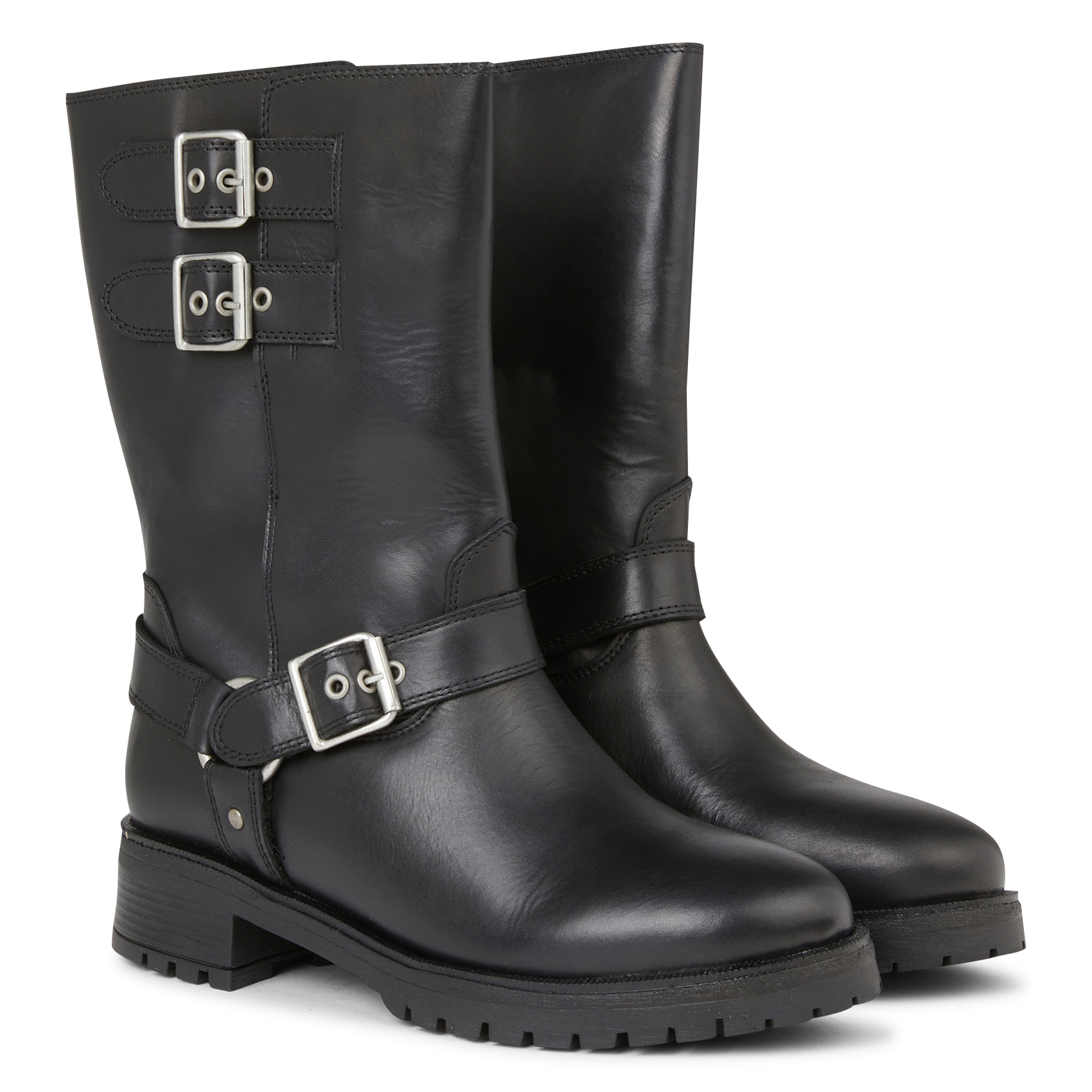 Boots à boucles en cuir | Noir