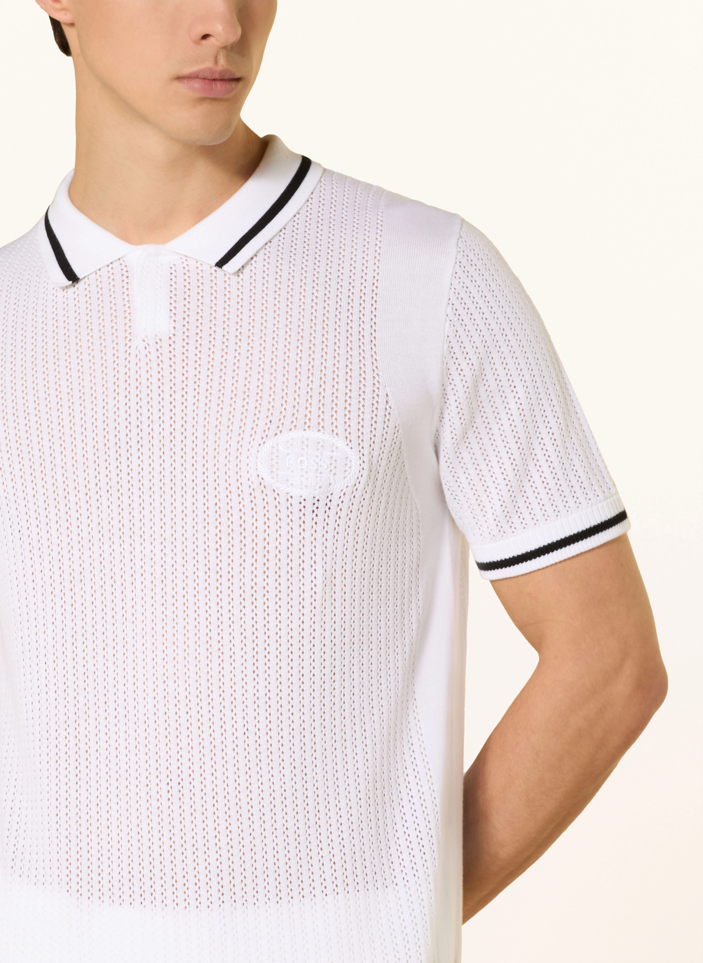 BOSS Strick-Poloshirt MESH HERITAGE
