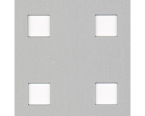 Geperforeerde aluminiumplaat, zilver, 250x500x0,8 mm, vierkante perforaties