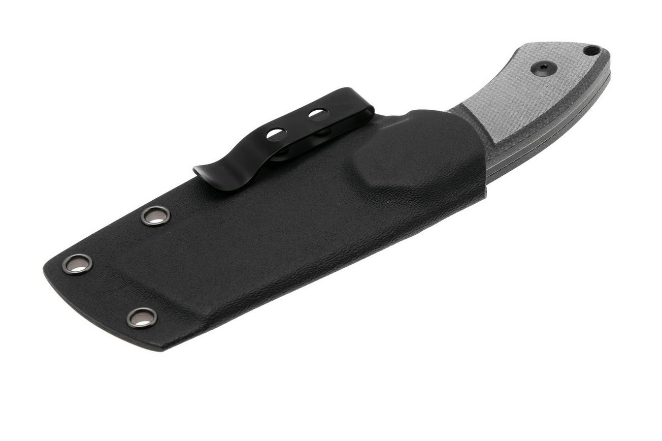 Kansept Korvid S G2030A1 Blackwashed 14C28N, Black Micarta, vaststaand mes, Justin Koch design