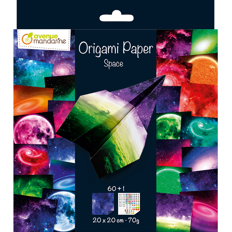 Mandarine Origamipapier Weltall, 20 x 20 cm, assortiert, 60 Blatt