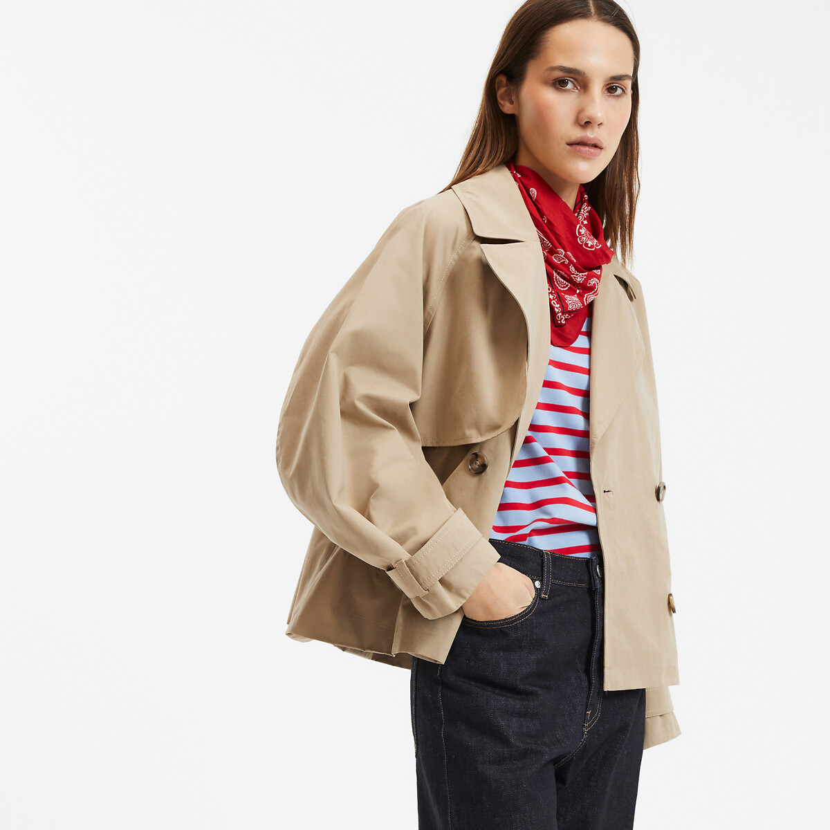 COLEÇÕES LA REDOUTE<br>Trench coat oversized curto, modelo Signature MARCELLIN