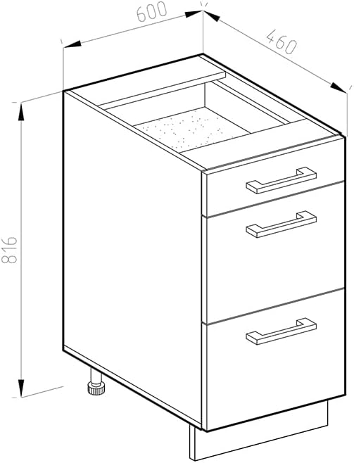 Vicco Küchenunterschrank R-Line, Goldkraft Eiche/Anthrazit, 60 cm mit Schubladen, ohne Arbeitsplatte